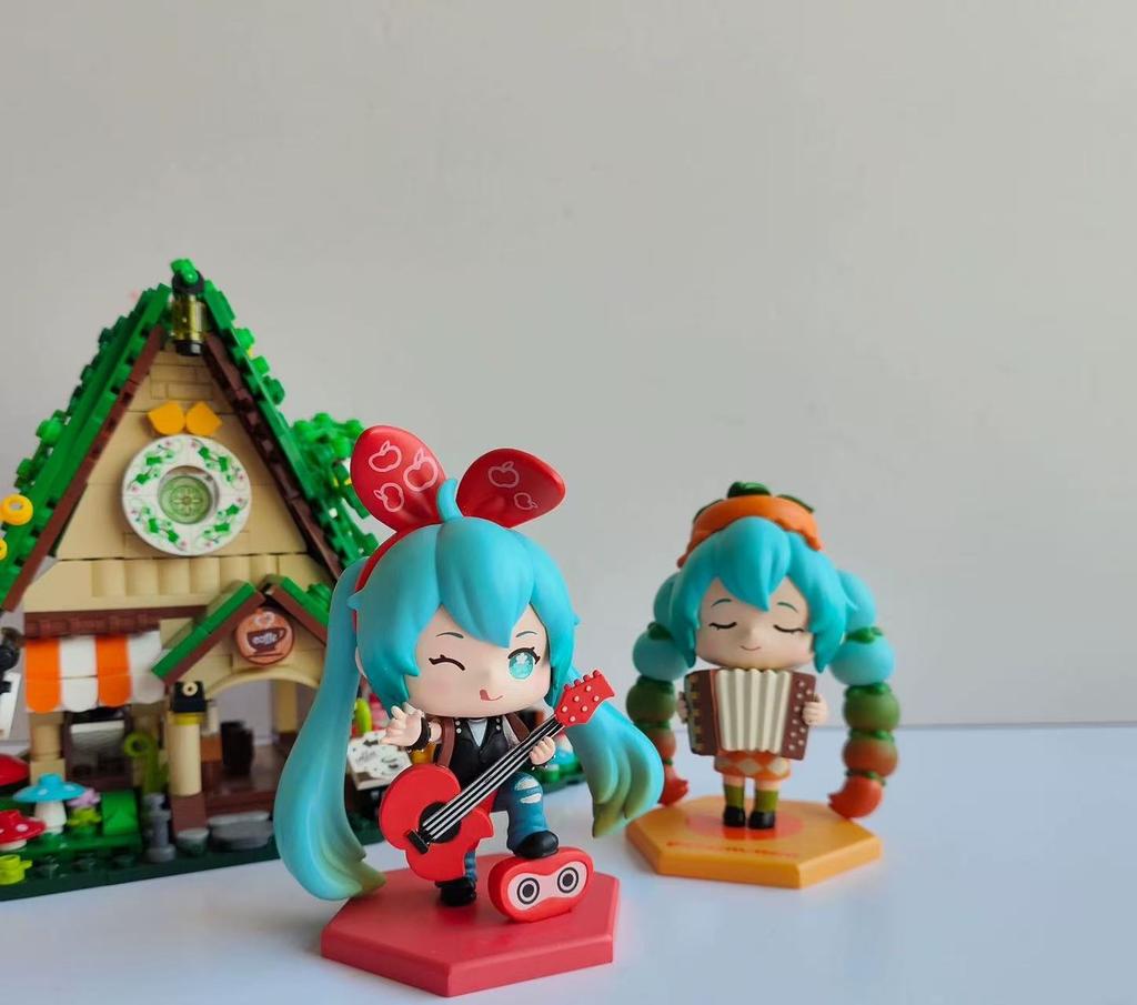 New 6Pcs/Set Q-Version Hatsune Miku Anime Girl Figures Fruit Band Party Doll Model Figurines Collection Kids Toys Fans Gifts
