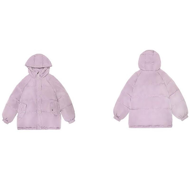 Женское зимнее хлопковое пальто с капюшоном, короткая парка, теплое пальто, ветрозащитный утолщенный уличный пуховик, однотонный цвет