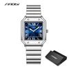 Men's Quartz Watch Square Case Roman Numerals Genuine Leather Strap Waterproof Business Casual Fashion Wristwatch