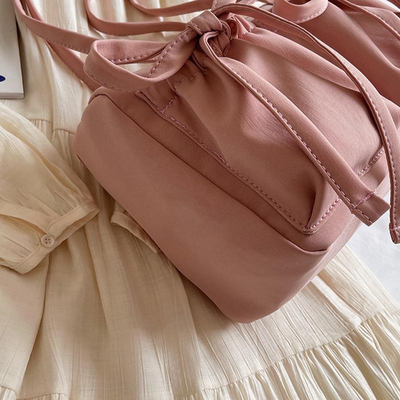 Lightweight Casual Cotton Shoulder Bag Unique Fresh Bow Design Travel Underarm Bag Solid Color Large Capacity Women's Tote Bag