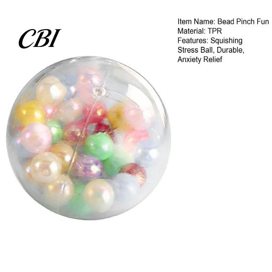 Non-toxic Sensory Toy Beads Pinch Ball, Highly Elastic Soft TPR Stress Portable Ball Relief Toy, Decompression Squeeze for Kids Adults Mini Fidget