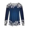 Long Sleeve Shirts For Women Tops Dressy Christmas Print Casual Blouses Pleated Scooped Neck Tunic Tops