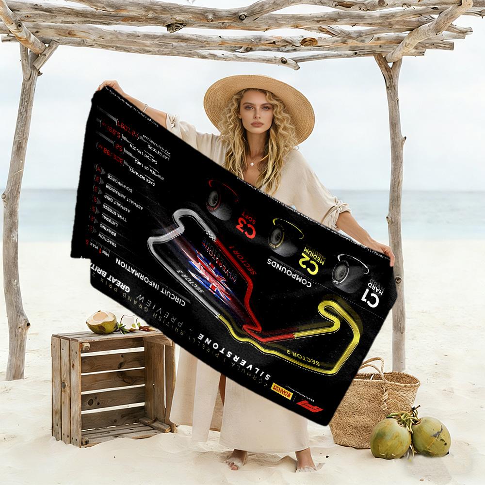 Formula One Silverstone Preview Beach Towel High Absorbency & Quick-Dry Comfortable Lightweight