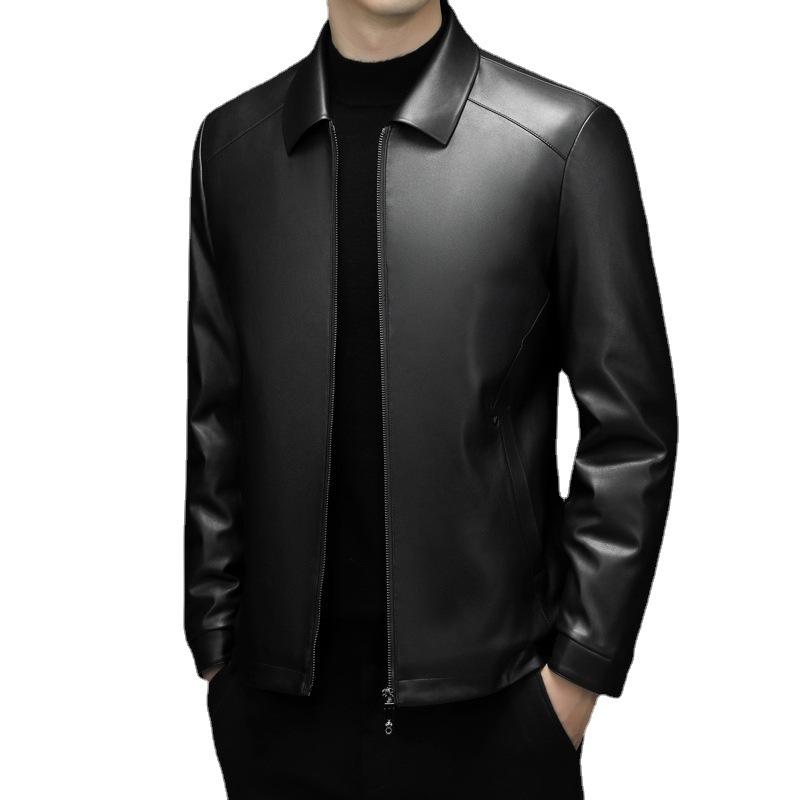 Новая зимняя кожаная куртка-пуховик мужская модная тонкая 90% белая утиная пуховая мужская стираная куртка из искусственной кожи