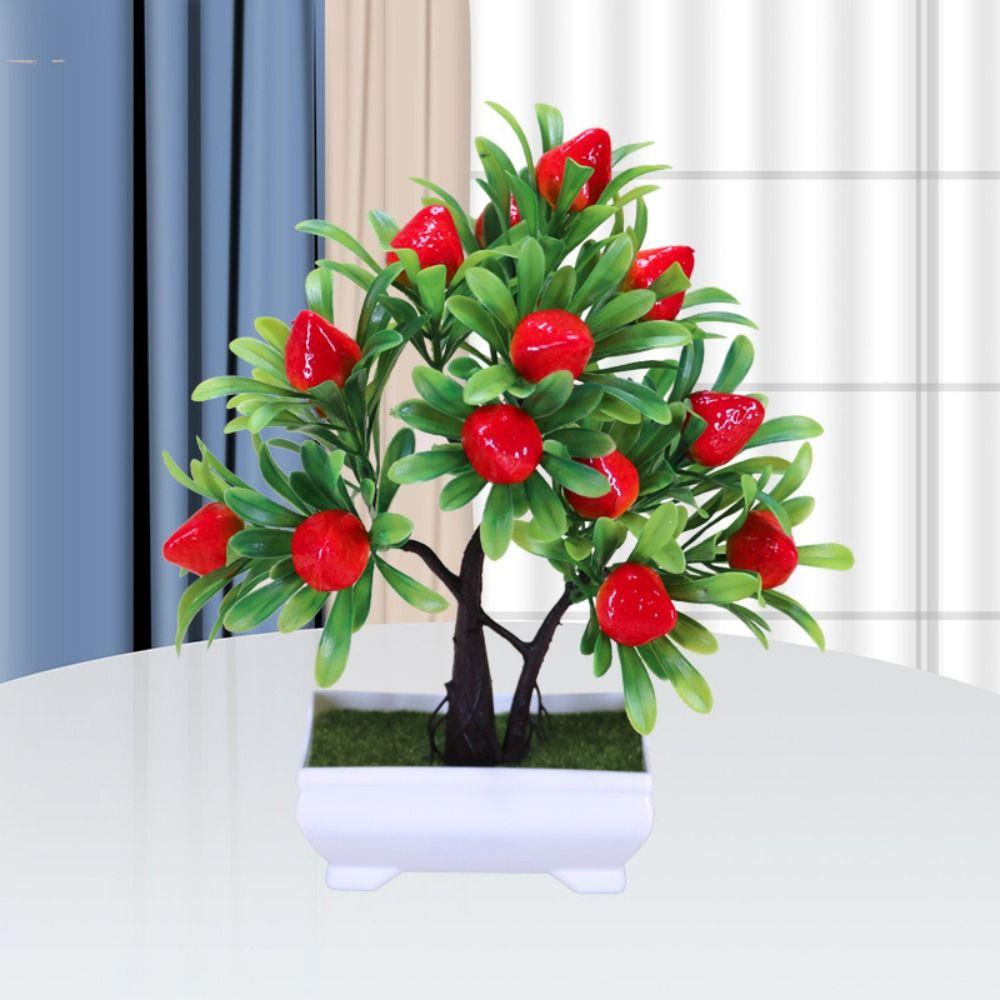 Plastic Artificial Fruit Plant Potted Realistic Orange Tree Bonsai Simulation Lemon Tree Garden