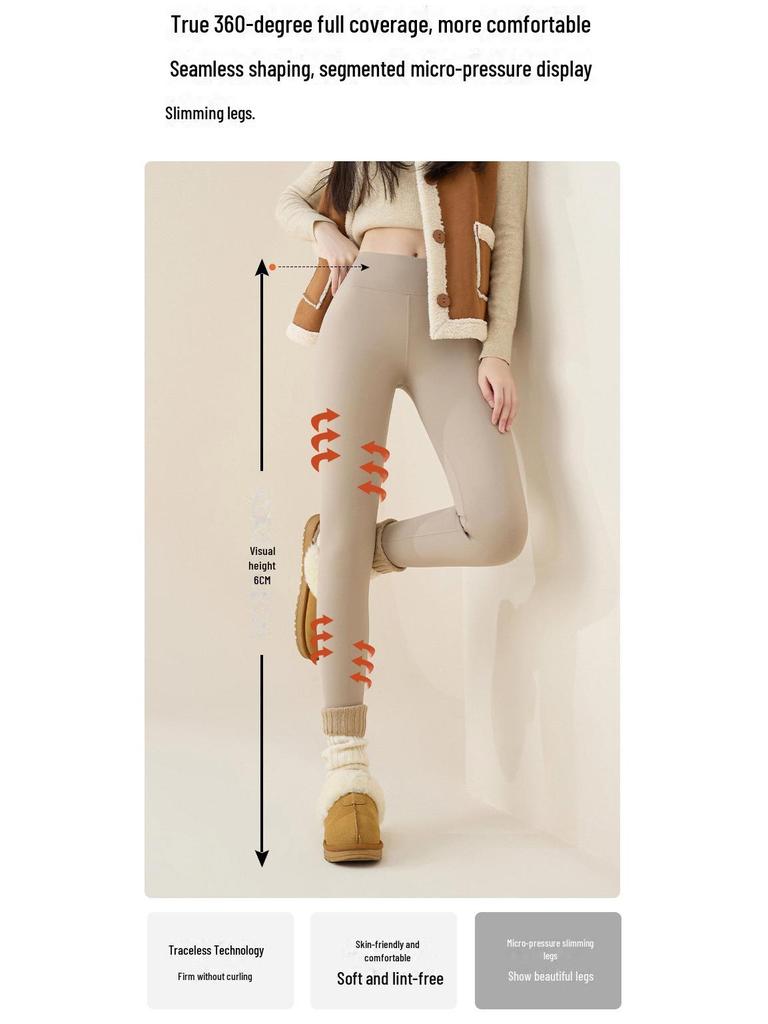 Женские плюшевые леггинсы: Утепленные брюки из овчины и хлопка 2024 года на осень и зиму.