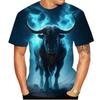 Футболки с принтом Summer Bull 3D Streetwear Мужская мода Повседневная футболка большого размера с круглым вырезом и короткими рукавами Футболки Топы Одежда