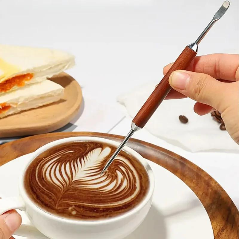 1 Ручка для латте-арта Redwood Coffee, Иглы из нержавеющей стали, Кухонные инструменты, Кофейные аксессуары, Деревянная ручка