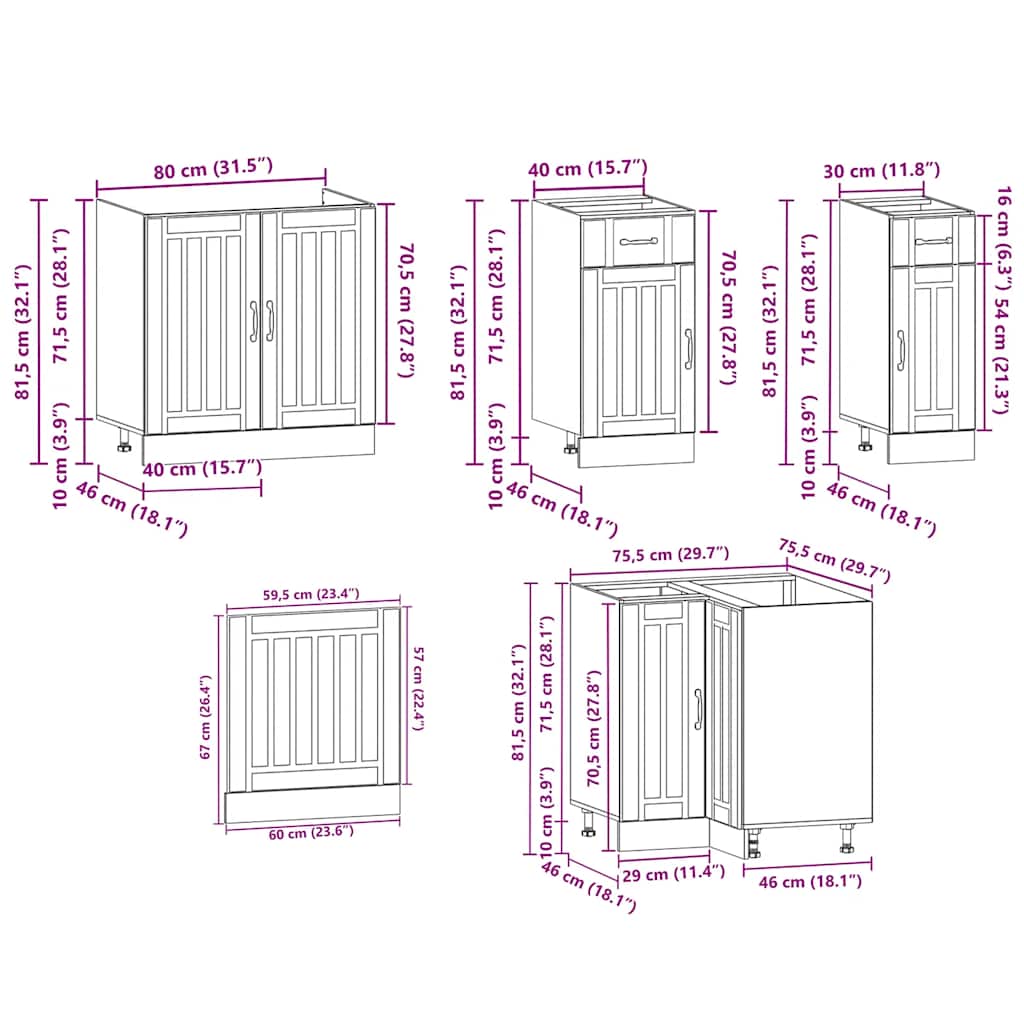 11 Piece Kitchen Cabinet Set Kalmar White Particleboard