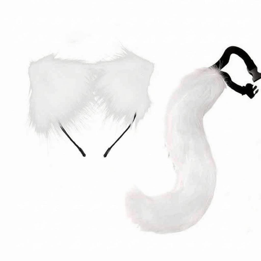 Cat Ear Headband with Tail Furry Ears Long-Lasting for Cosplayers