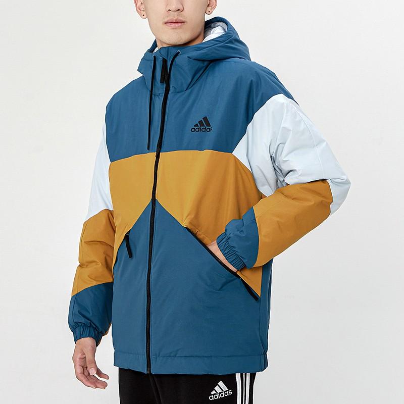 adidas Теплая хлопковая куртка с цветными блоками, мужская верхняя одежда, цвет милитари-синий GT7396