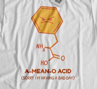 A-Mean-O-Acid Унисекс Смешная Футболка по Химии Подарки для Учителя Химии и Репетитора