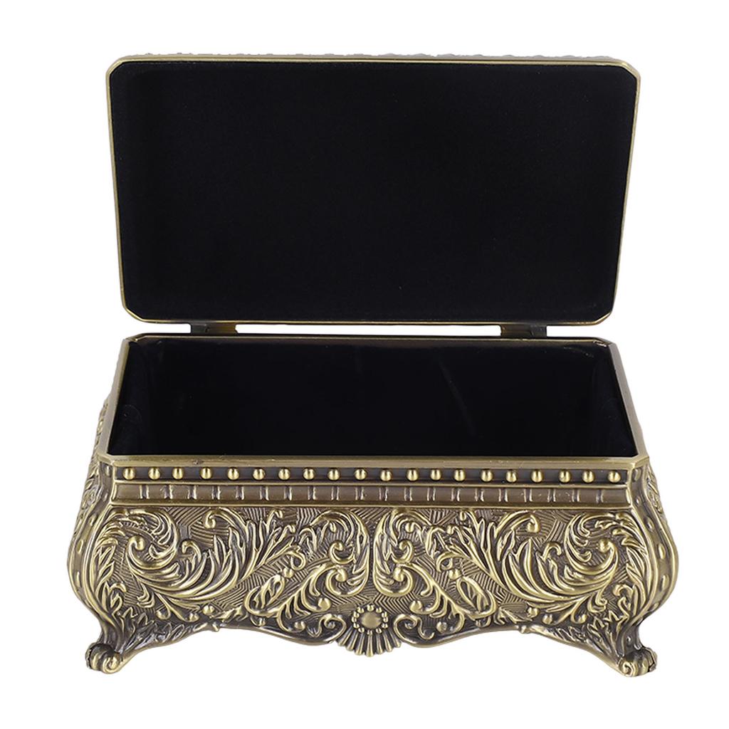 Металлическая шкатулка для украшений Прямоугольная шкатулка для хранения безделушек Винтажная шкатулка для украшений для женщин девушек на день рождения Рождество