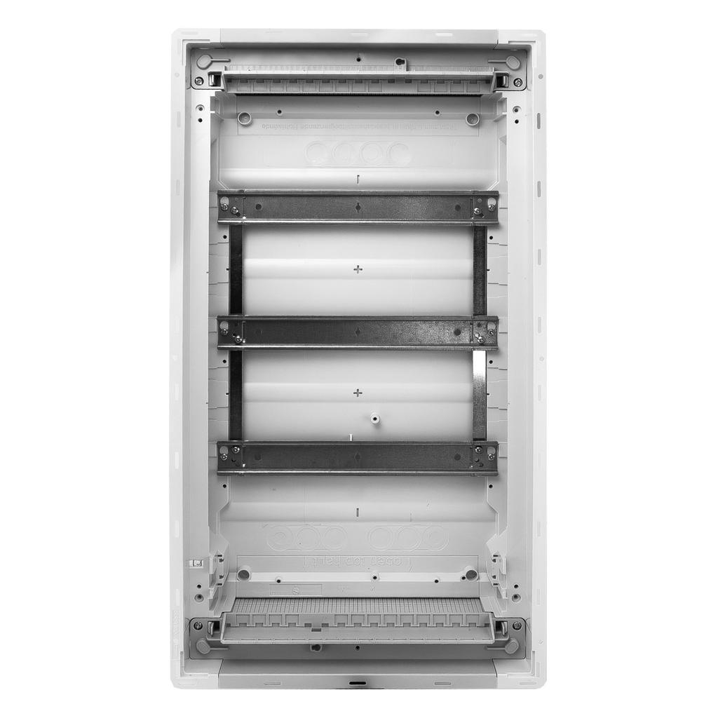 Flush-mounted electrical distribution board, white, 3 rows, 36 modules