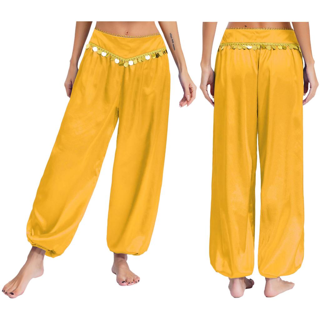 Удобные мешковатые штаны для танца живота для женщин S-XXL: Особенности: Низкая талия, пайетки и свободный крой для тренировок или выступлений