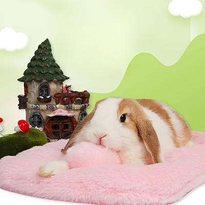 Подстилка для кролика - прямоугольный спальный коврик из искусственного меха с хлопковым наполнителем, теплые зимние принадлежности для домашних животных для кроликов, шиншилл, хомяков