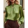 Elegant Long Sleeve Blouse With Cutout Detail Loose Fit Womens Shirt Office Casual Wear