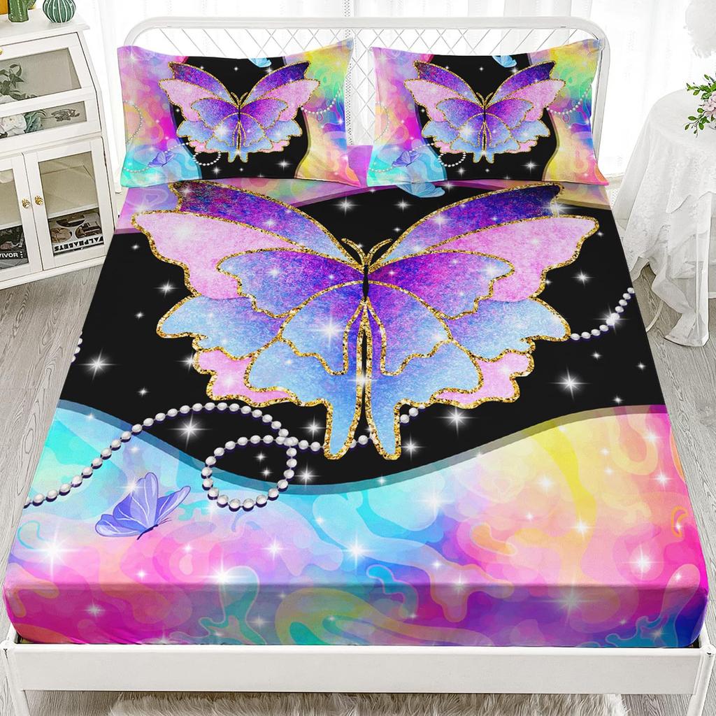 Красивый матрас с узором бабочек, трехпредметный комплект постельного белья с цифровой печатью, для взрослых и детей