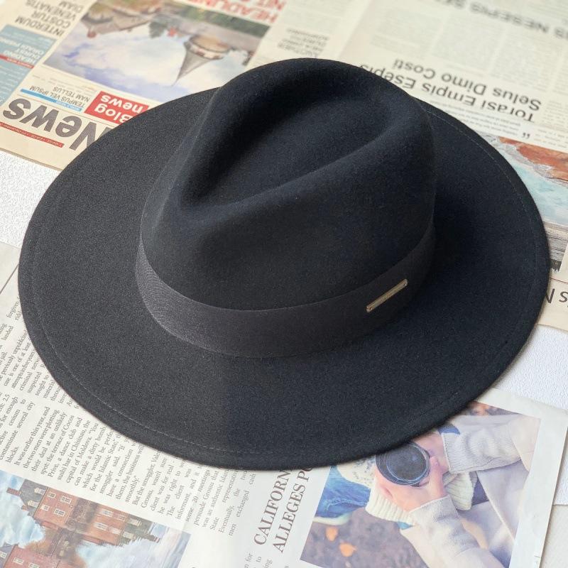 Autumn and winter woolen hat French new versatile fashion elegant top hat showing the face small flat edge hat British jazz hat