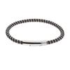 [R5091] - Silver Brown 'Giorgio' Steel Leather Bracelet - 65x55x4 Mm