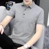 Men's Summer Trendy Korean-Style Solid Color Polo Shirt - Short-Sleeve Business Casual Lapel Tee.