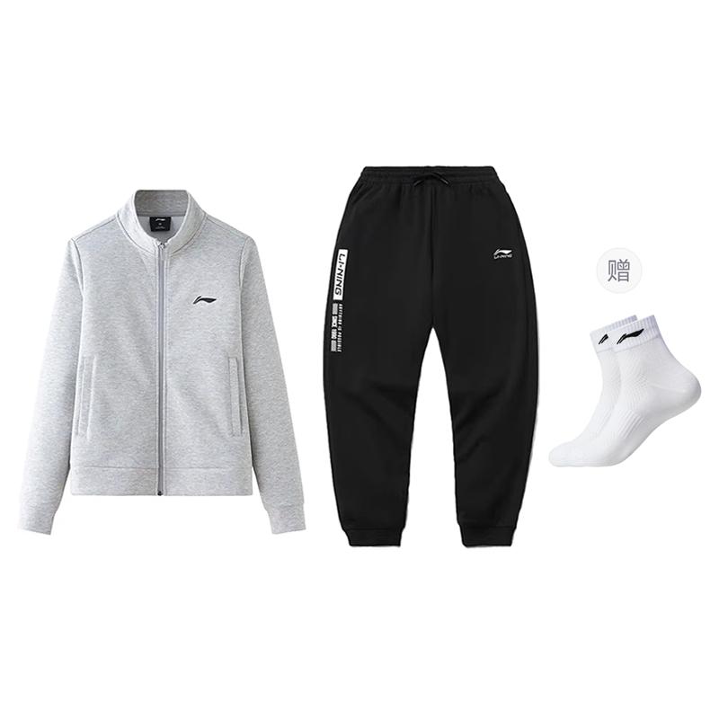 Li Ning Повседневная спортивная одежда Унисекс Монетный серый+Черный AWDVP57-1+AKLUB29-1