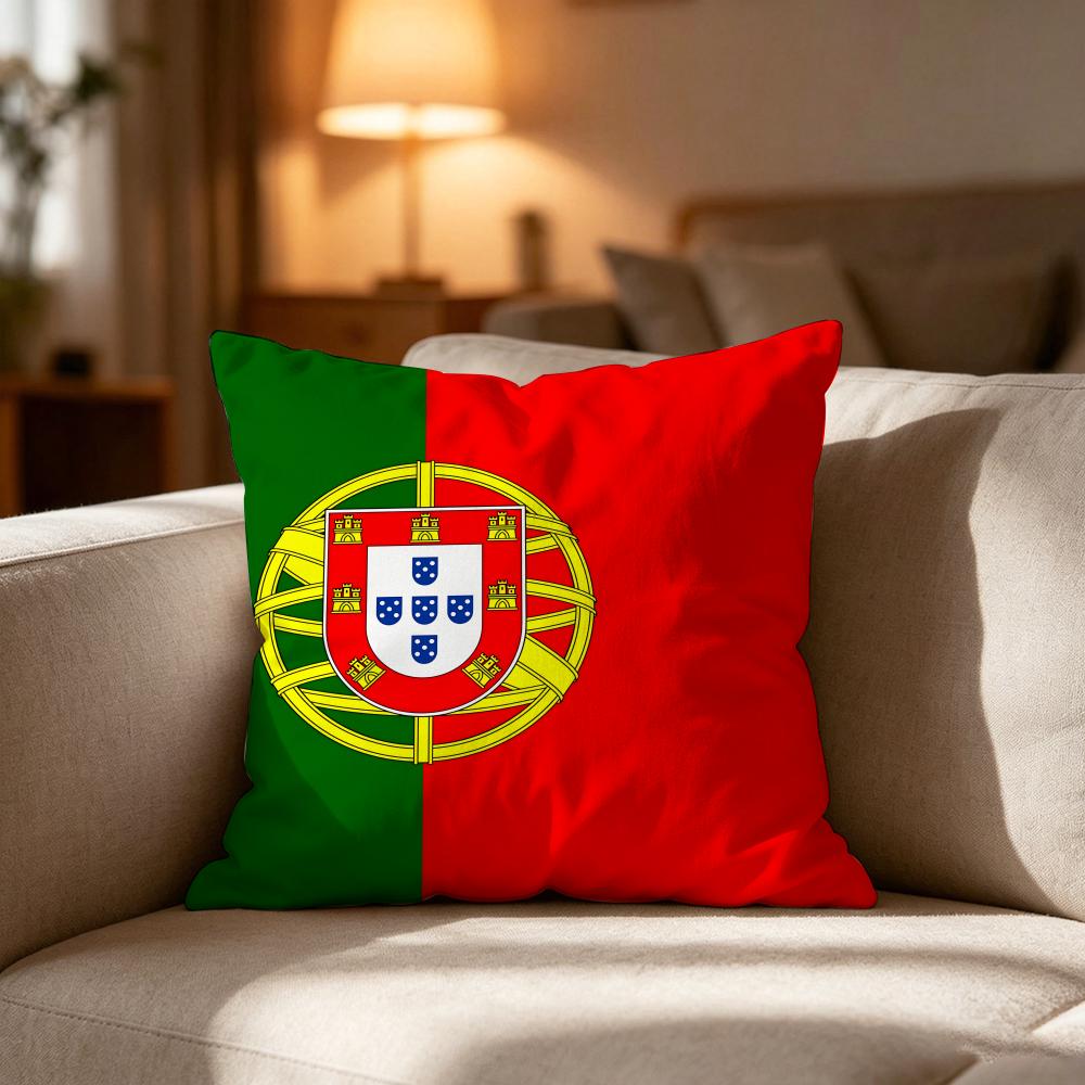 Portugal POR Flag Pillow Case Cushion Cover Soft Washable Pillow Case MultiScene For Couch Bed Travel Office Use