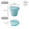 ISETO Foldable Bucket, 8L with Lid, Mint Green, 32.8cm W x 30.0cm D x 8.1-25.7cm H, Made in Japan, Foldable with Lid, Large Capacity, Compact, Slim, C