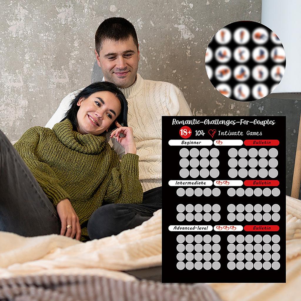 Scratch Lottery Poster 100 Positions Challenge Scratch Lottery Poster Couple Gift