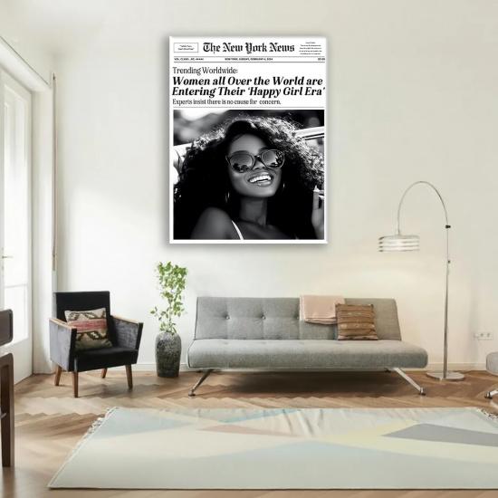 Jatinoo Framed Wall Art 11.5x15 inch, Aesthetic Posters for Wall Bedroom Decor - Fashion Vogue Newspaper Print, Black and White Framed Canvas Art for