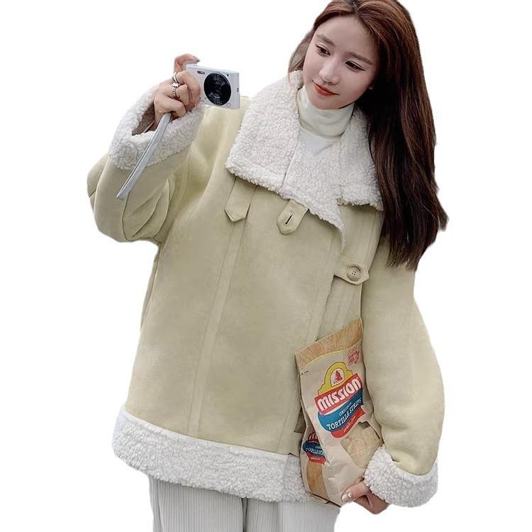 Short imitation lamb wool coat, autumn and winter new lamb wool fur integrated winter clothing thickened light ripe cotton clothes