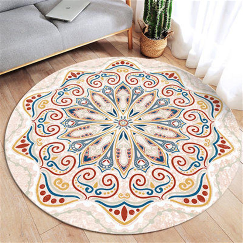 Ethnic Style Circular Carpet Bedroom Minimalist Computer Chair Circular Pad Dressing Table Bedside Dirt Resistant