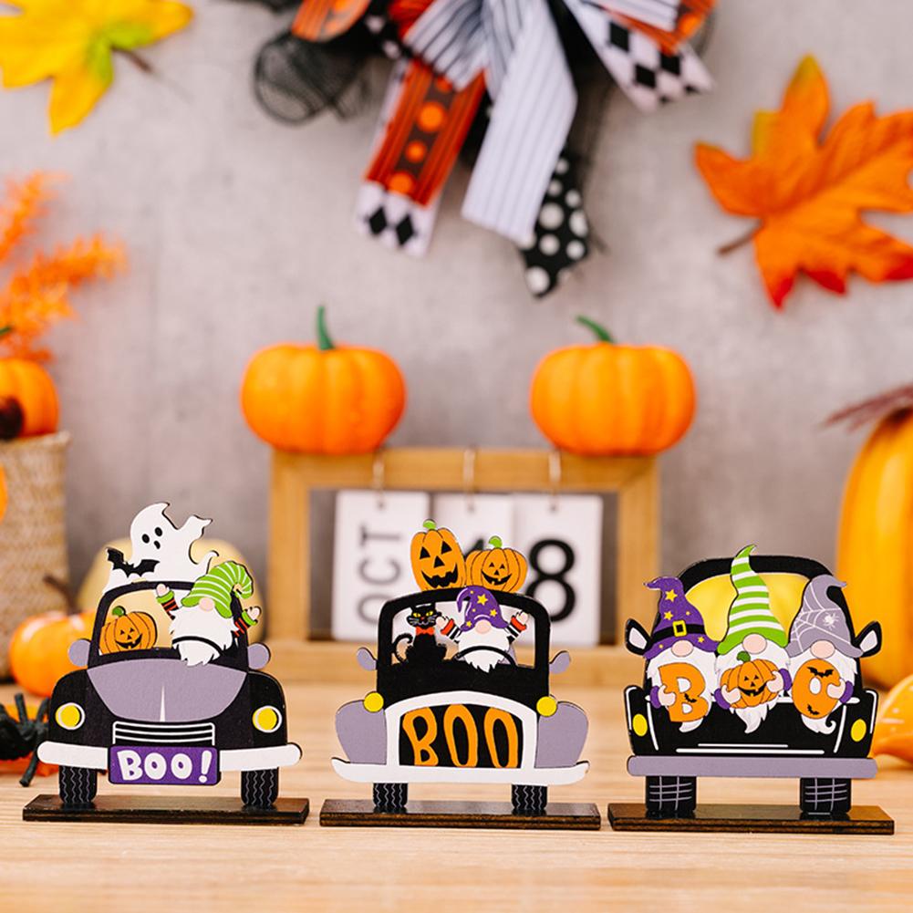 Halloween Decorations Wood Signs Pumpkin Dwarf Table Centerpiece Halloween Table Decor For Home Living Room Decor