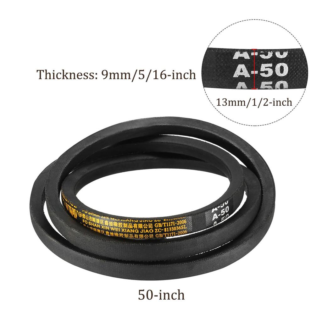 Kozelo A-50 Drive V-Belt 1270mm Inner Circumference A-Section Rubber Drive Belt Wound for Transmission