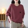 Spring Autumn Round Neck Women's Clothing Solid Color Pullover Lantern Long Sleeve Loose Hoodies Elegant Fashion Pockets Tops