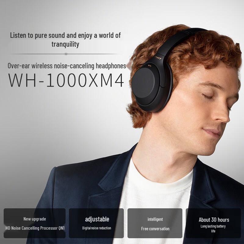 Sony Беспроводные накладные наушники WH-1000XM4 с шумоподавлением