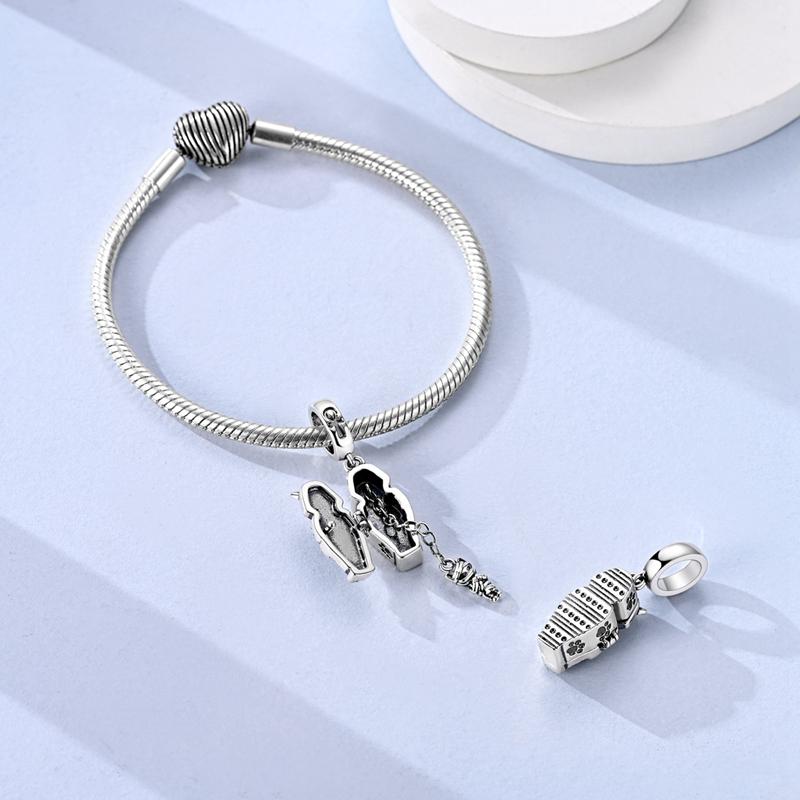 Original 925 Sterling Silver Bead Charm Openable Egypt Cat Mummy Pendant Fit Original Bracelet For Women DIY Jewelry Gift