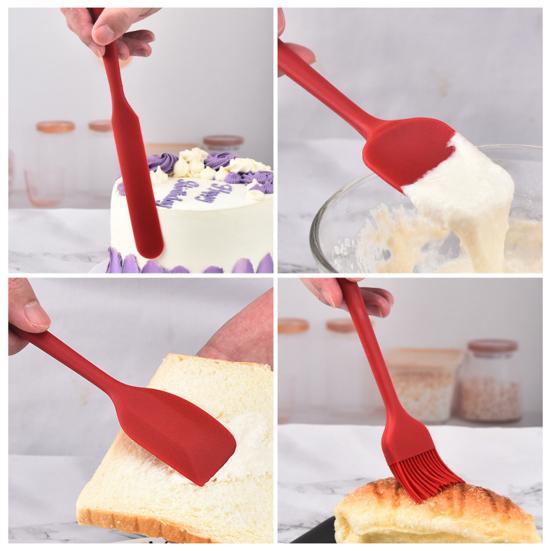 6Pcs/Set Baking Food Scraper Six-piece Set Non-stick Food Grade Silicone Spatula Tool for Baking BBQ Cooking Mixing Scraping Multifunctional