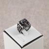 European-American Style Titanium Steel Retro Skull Ring with Rose Design for Men (SA1173)