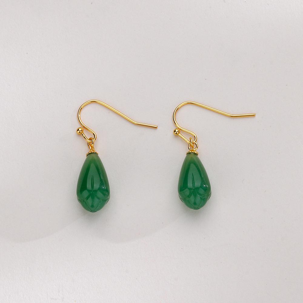 Серьги Hetian Jade Orchid в стиле ретро, классические серьги-крючки с изумрудом, нежный темперамент, элегантные женские серьги-цветы