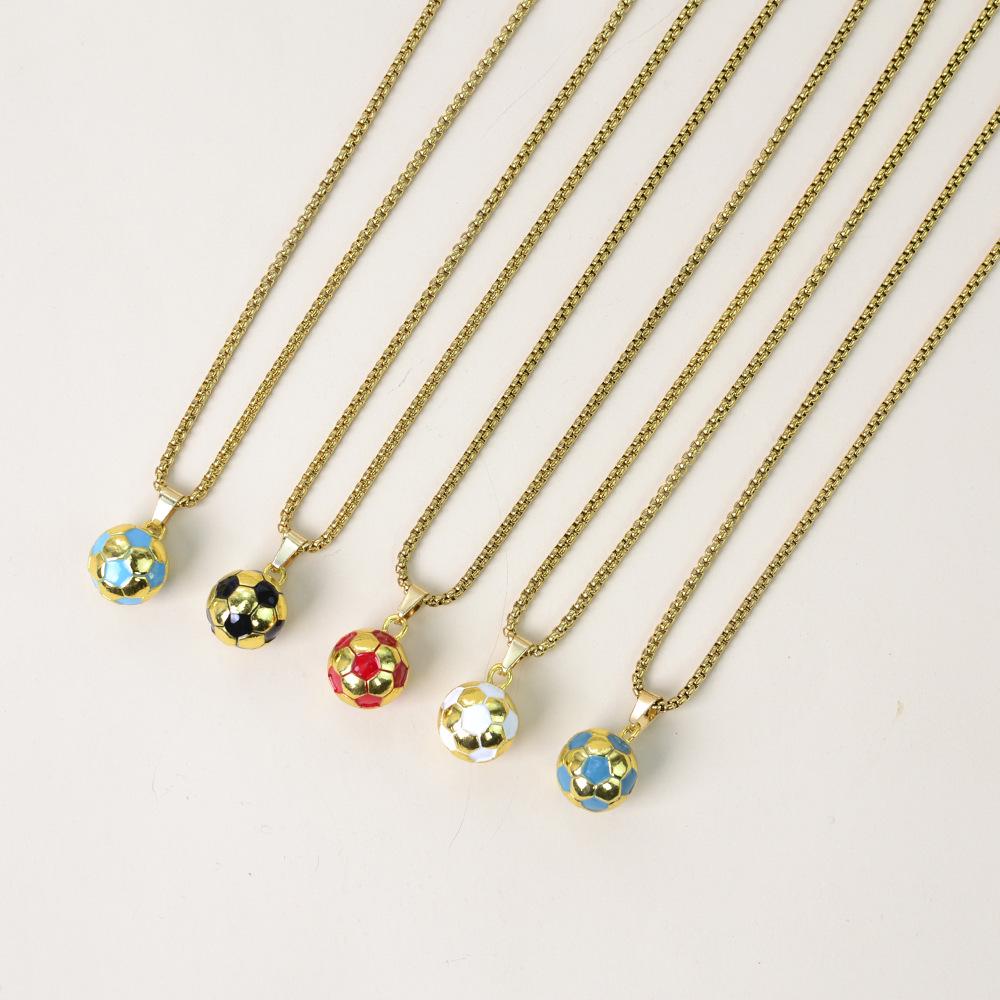 3D золотое ожерелье Чемпионата мира по футболу: Сплавной хип-хоп кулон с дизайном капающего масла – Идеальный подарок для мальчиков.