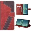 Shockproof Case - Booling - for Samsung Galaxy A15 - Red Faux Leather - Integrated Stand - Shockproof