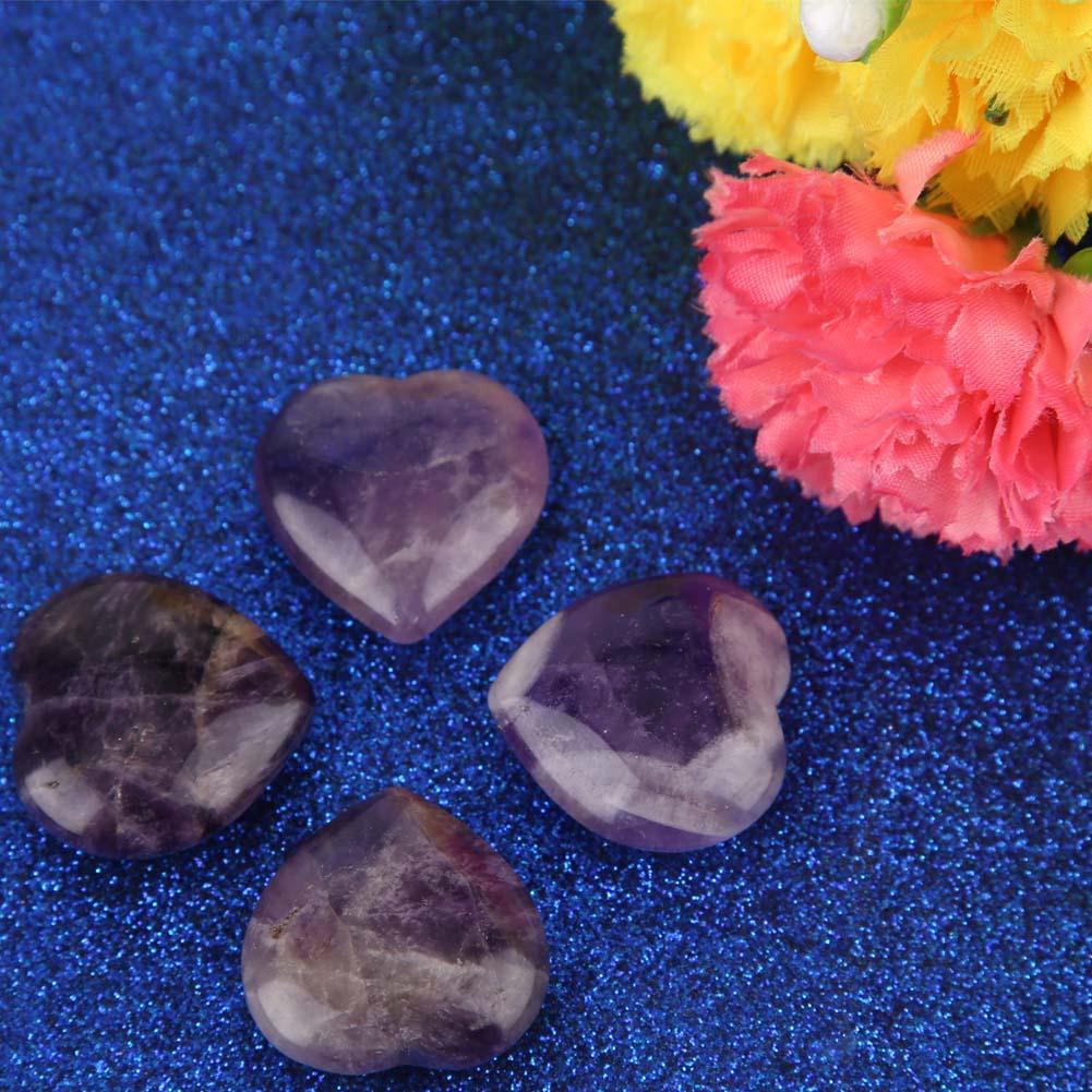 Natural Crystal Healing Stone Love Heart Shape Fluorite Gemstone Home Decor(Amethyst)