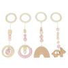 4pcs Stroller Pendant Toys Baby Play Gym Wooden Hanging Toys for Toddlers Infants Pink