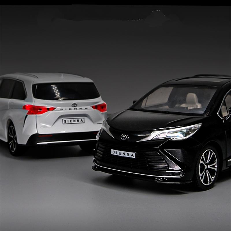 1:24 масштаба Toyota Sienna MPV, модель автомобиля из сплава, литье под давлением, металлическая игрушка, модель коммерческого автомобиля, имитация звука, свет, коллекция, детские подарки