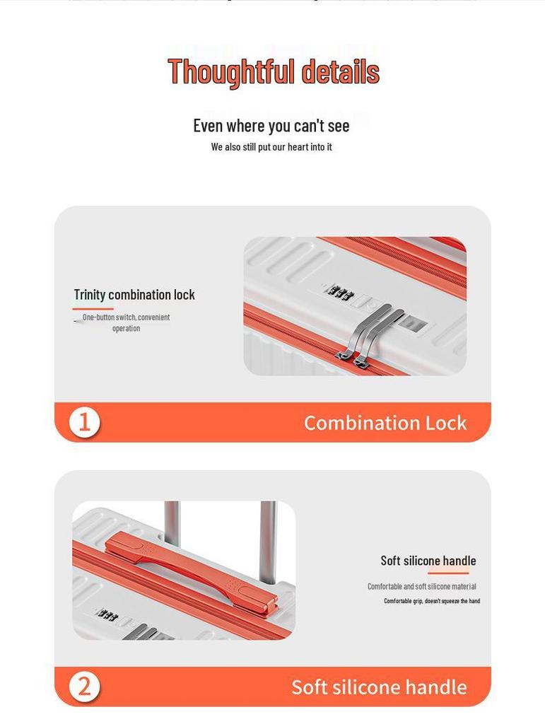 2025 Side-Opening 20" Suitcase with Deep Compartment & Small Combo Lock, 18" Carry-on Trolley