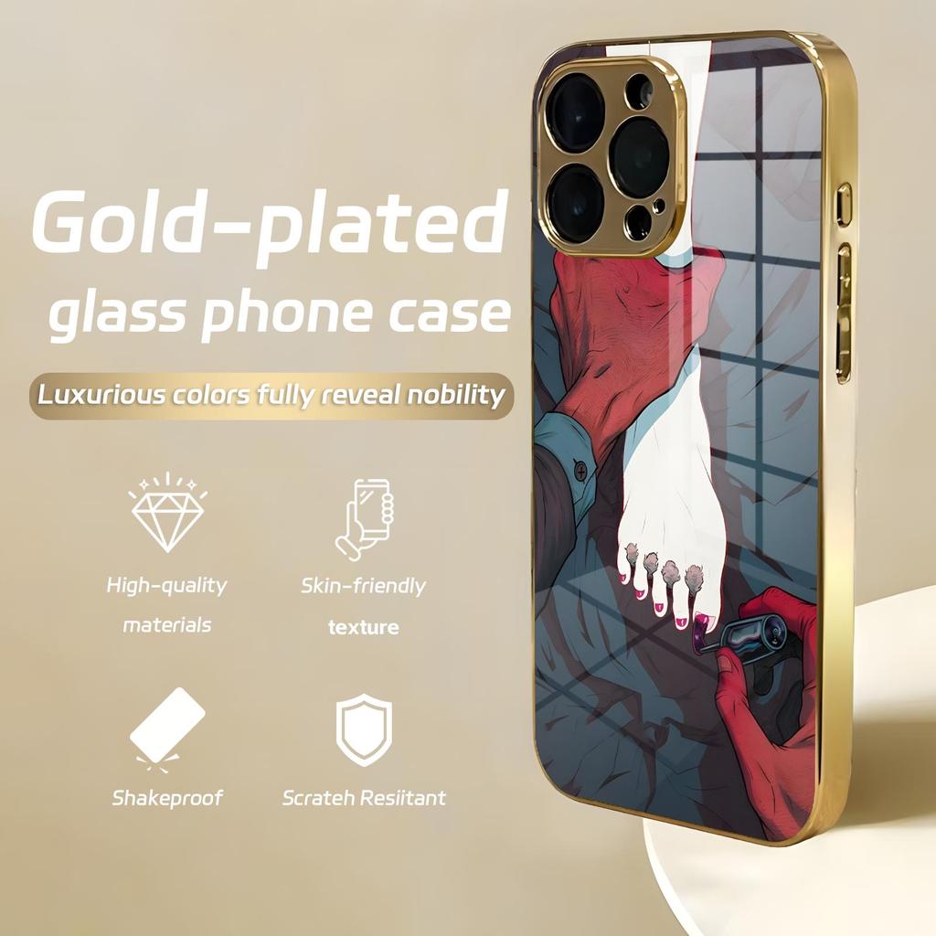 Чехол для телефона 'Дьявол' для iPhone17 16 16e 15 14 13 12Plus Mini Pro Max Гальванизированный стеклянный чехол для телефона