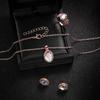 3Pcs Opal Jewelry Set For Women Gemstone Pendant Necklace Ring Earrings Elegant Crystal Accessories For Party Daily Wear Gift