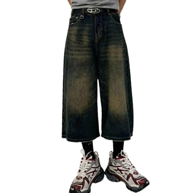 Мужские темно-синие джинсовые шорты с широкими штанинами 7-Point