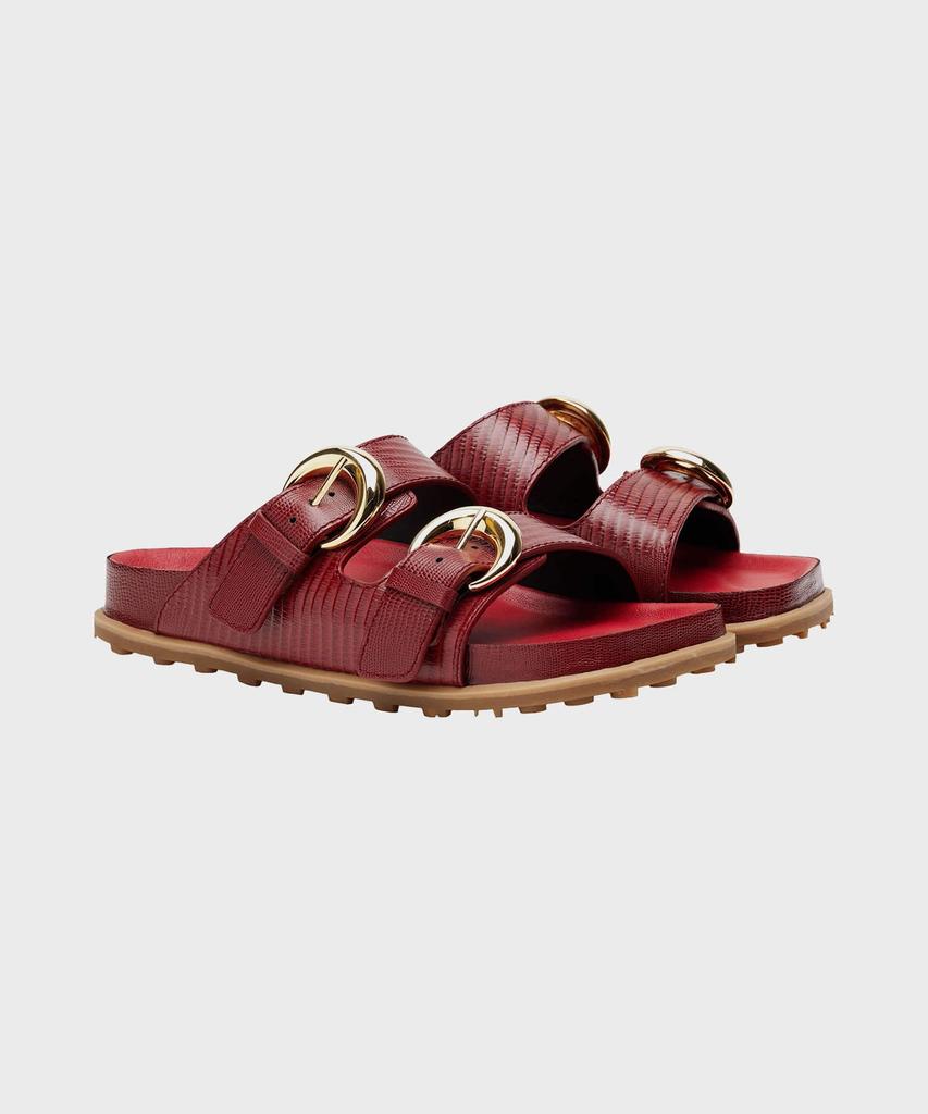 Marine Serre (M) Men'S Lizard Printed Leather Ms Slide Red Lizard Printed Leather Ms Slide Rd10 Red